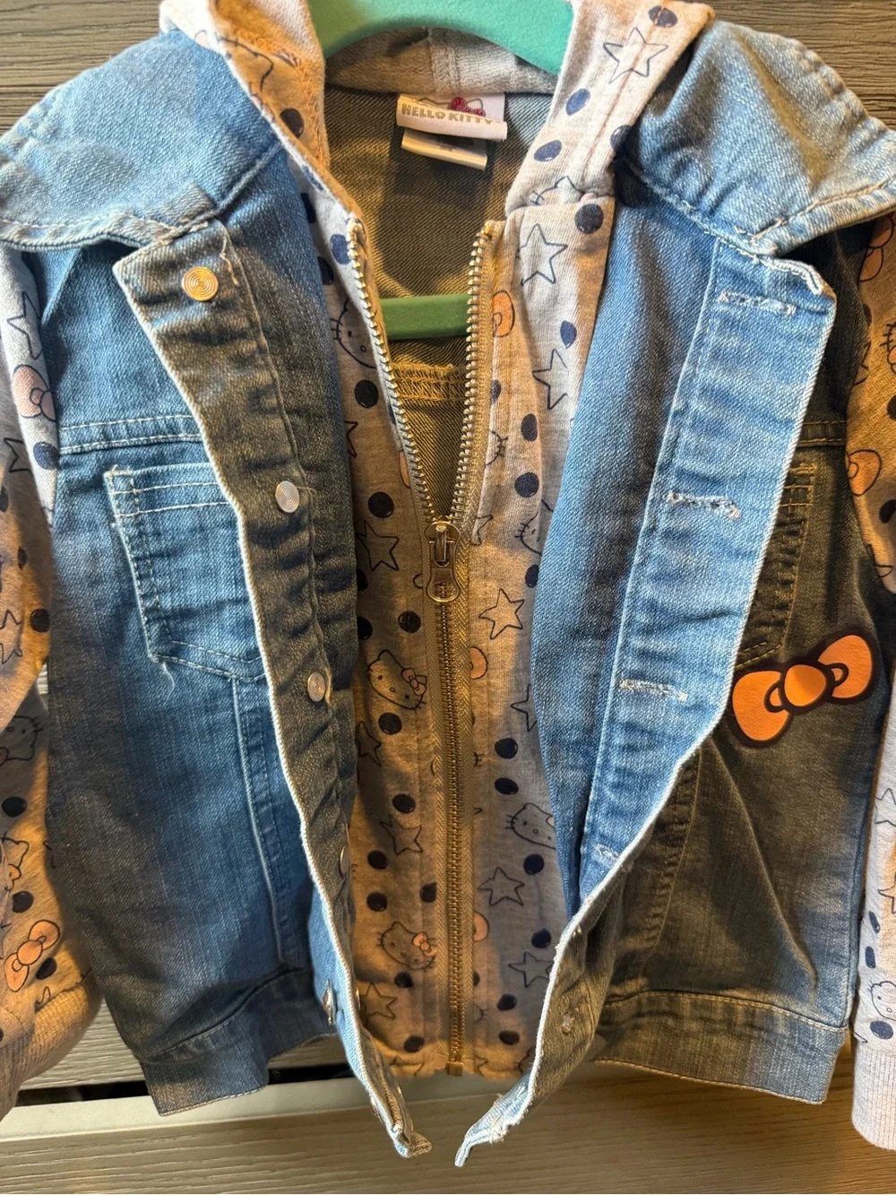 Hello Kitty By Sanrio Blue Denim Jacket with Pink Accents Size 4 Like New